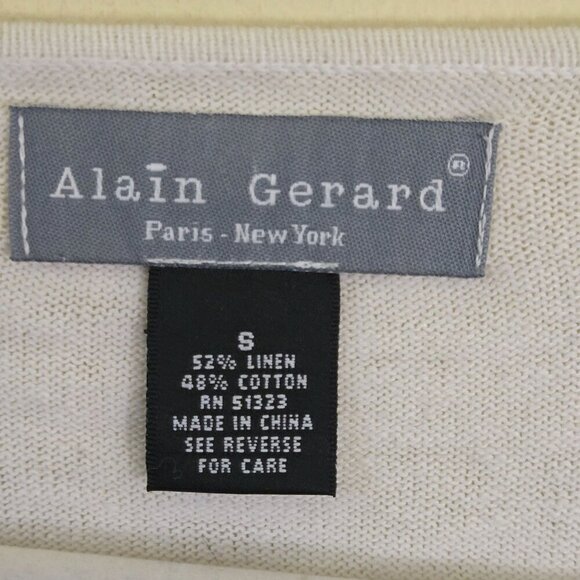 Alain Gerard Vintage NWT White Art To Wear Linen Blend Cardigan Sweater Size S - Picture 6 of 6